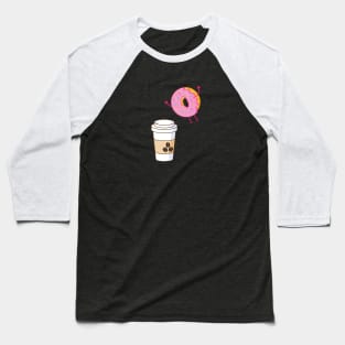 Jumping donut on coffee design Baseball T-Shirt